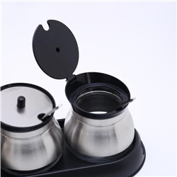 Набор стеклянных банок для сыпучих продуктов «Сияние», 31×12×12 см, на подставке, 3 шт., цвет чёрный