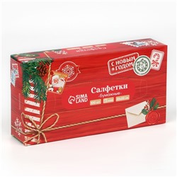 Салфетки бумажные в коробке «Новый год! Новогодняя посылка», 100 шт., двухслойные