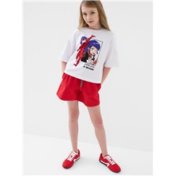 Комплект трикотажный для девочек: фуфайка (футболка), шорты