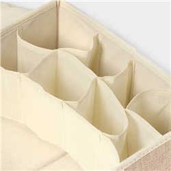 Органайзер для хранения белья LaDо́m «Франческа», 9 ячеек, с крышкой, 35×30×12 см, бежевый