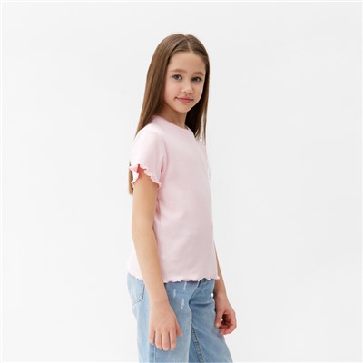 Футболка для девочки однотонная MINAKU: Basic line, розовая, рост 122 см
