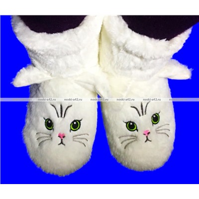 2 ПАРЫ - Подарочный набор носки-САПОЖКИ женские с мехом Мордочки ВЫСОКИЕ