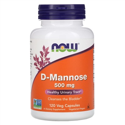 Now Foods, D-манноза, 500 мг, 120 вегетарианских капсул