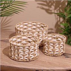 Набор плетёных корзин, 3 шт., 23×19×15 см