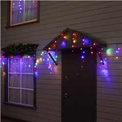 Гирлянда «Бахрома» 6 × 0.7 м, IP44, УМС, тёмная нить, 120 LED, свечение мульти, 220 В