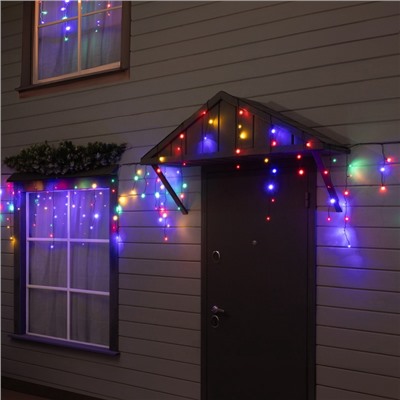Гирлянда «Бахрома» 6 × 0.7 м, IP44, УМС, тёмная нить, 120 LED, свечение мульти, 220 В