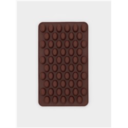 Форма для мармелада Доляна «Кофейные бобы», силикон, 18.5×11×1 см, 55 ячеек (1.6×1.2 см), коричневая