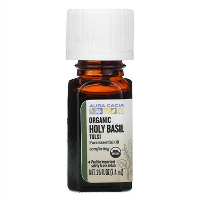 Aura Cacia, Чистое эфирное масло, органический туласи (базилик священный) 7,4 мл (0,25 жидк. унции)