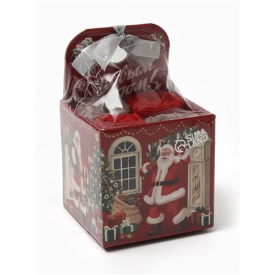 Набор махровых полотенец Этель «Санта» 30×30 см-4 шт., хл 340 г/м²