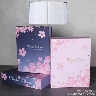Фотоальбом 200 фото 10х15 Цветы / 9311 /уп 36/ (Синий)