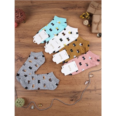 Носки р. 35-40 Кошка короткие / L801 /уп 10/500/1200/ ОДНА ПАРА/ МАРКА