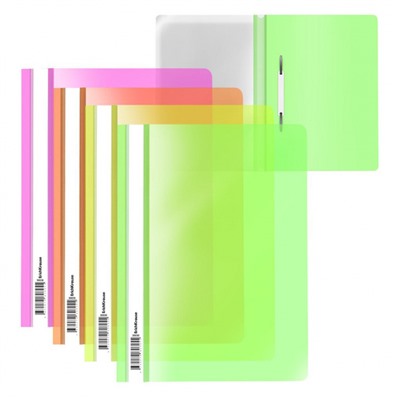Скоросшиватель А4 пластиковый Fizzy Neon 50030 ассорти ErichKrause
