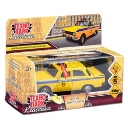 Машина металл ретро-модель Милиция,12,5см,св-зв, перед. дв.,инер.,желтый, кор.