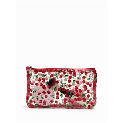 Косметичка женская Cherry lady, для бассейна, на молнии, прозрачная, красная
