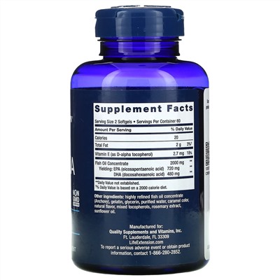 Life Extension, Mega EPA/DHA, 120 капсул