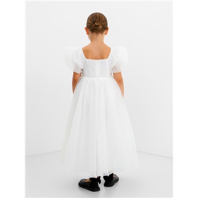 Платье нарядное для девочки KAFTAN, с воздушными рукавами, рост 98-104, белое