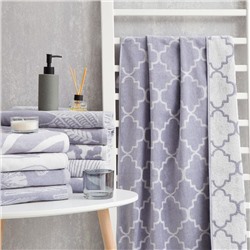 Полотенце махровое Этель Ornament серый, 70×130 см, 100% хл, велюр, 420 г/м²
