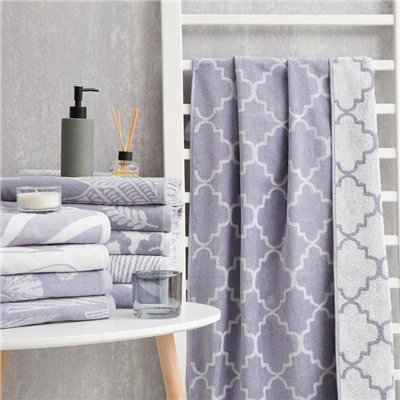 Полотенце махровое Этель Ornament серый, 70×130 см, 100% хл, велюр, 420 г/м²