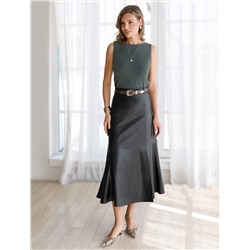 Расклешенная юбка из искусственной кожи