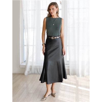 Расклешенная юбка из искусственной кожи
