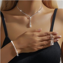 Комплект бижутерии вечерний: Колье, Серьги и Браслет. "Капельки"