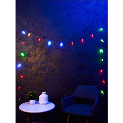 Гирлянда «Нить» 5 м с насадками «Льдинка», IP20, прозрачная нить, 20 LED, свечение мульти (RG/RB), мигание, 220 В