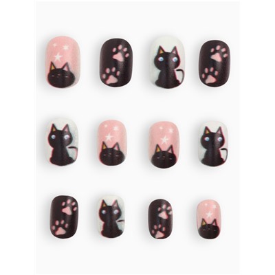 Детские накладные ногти Meow, 12 шт.