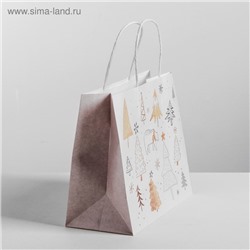 Пакет подарочный новогодний крафт «С Новым годом», 25×22×12 см