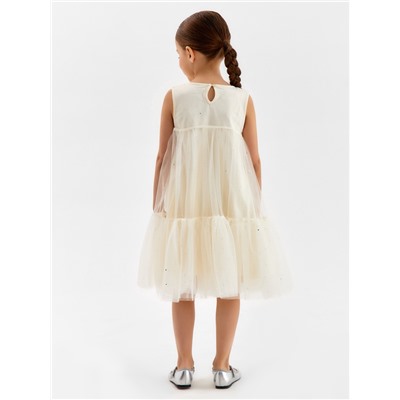 Платье нарядное для девочки MINAKU: PartyDress, рост 116-122 см, цвет молочный