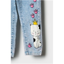 Брюки текстильные джинсовые для девочек PLAYTODAY, 1240255