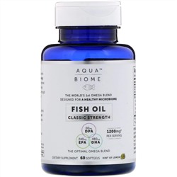 Enzymedica, Aqua Biome, Fish Oil, Classic Strength, Lemon Flavor, 1,200 mg, 60 Softgels