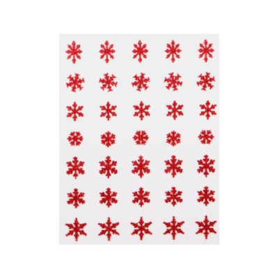 Наклейки для ногтей «Снежинки», с блёстками, красные