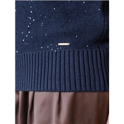 Джемпер с V вырезом и цельнокроенным рукавом из хлопковой пряжи с пайетками