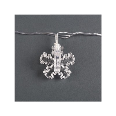 Гирлянда «Нить» 4.5 м с насадками «Прищепки-снежинки», IP20, прозрачная нить, 20 LED, свечение синее, 220 В