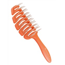 Dewal Щетка для волос туннельная с нейлоновой щетиной, 12 рядов, оранжевый 21106