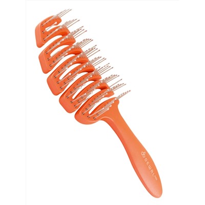 Dewal Щетка для волос туннельная с нейлоновой щетиной, 12 рядов, оранжевый 21106