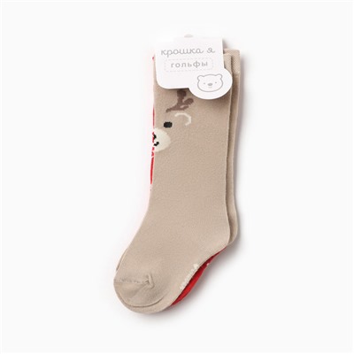Гольфы детские 2 пары Крошка Я, 10-12 см, бежевый / красный