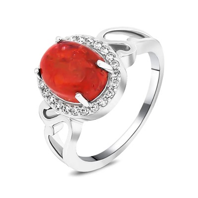 Кольцо, коралл губчатый, Вираж