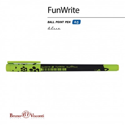 Ручка шариковая 0.5 мм "FunWrite. Взгляд зверя. Черный кот" синяя 20-0212/38 Bruno Visconti