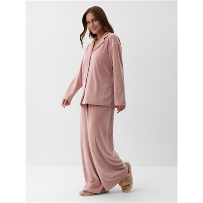 Пижама женская (рубашка, брюки) KAFTAN Plushy, размер 52-54, розовая