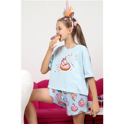 Пижама для девочки Единопончик-3 (Голубой)