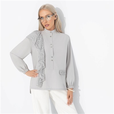 Рубашка комбинированная с кружевом, Личное достижение (серая)