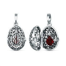 Ладанка из чернёного серебра с рубиновым ювелирным кристаллом ЛП-007ч