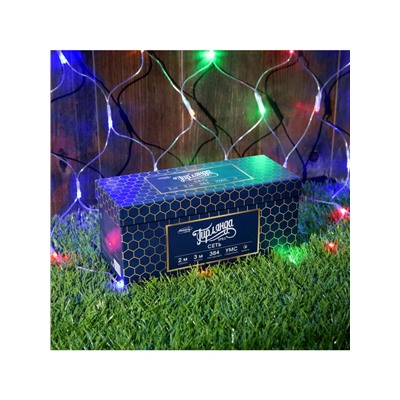 Гирлянда «Сеть» 2×3 м, IP44, УМС, прозрачная нить, 384 LED, свечение мульти, 220 В