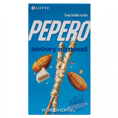Соломка в глазури Снежный Миндаль Пеперо Pepero Snowy Almond Lotte, Корея, 32 г Акция
