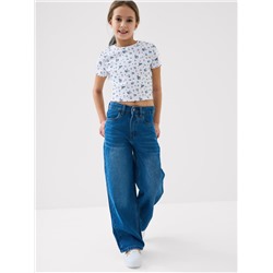 Брюки текстильные джинсовые для девочек