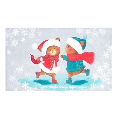 Набор новогодних кухонных полотенец «Новогодняя Сказка праздник в городе» 35×60 см-2 штуки, 100% хлопок