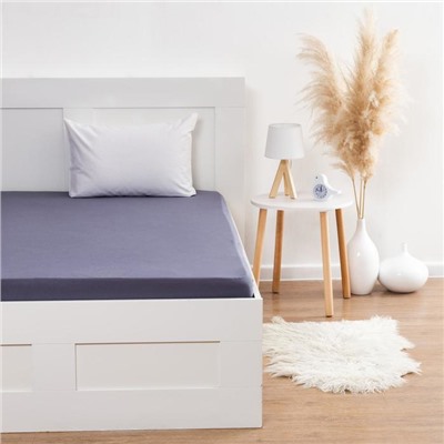 Простыня на резинке 2-спальная KUPU-KUPU, 160×200+20 см, графит, трикотаж