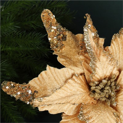 Цветок декоративный Пуансеттия 28 см золото / NG33-10 /уп 60/600/