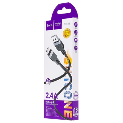 Кабель USB - Apple lightning Hoco X109 12W 200см 2,4A  (black)